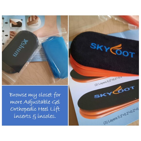 Adjustable Gel Orthopedic 1/2 Inch Heel Lift Inserts - Blue/Black, NWT! - Picture 8 of 9